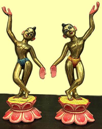 Nitai Gaura Eternally Moon Rising Solid Brass Deities - Touchstone Media