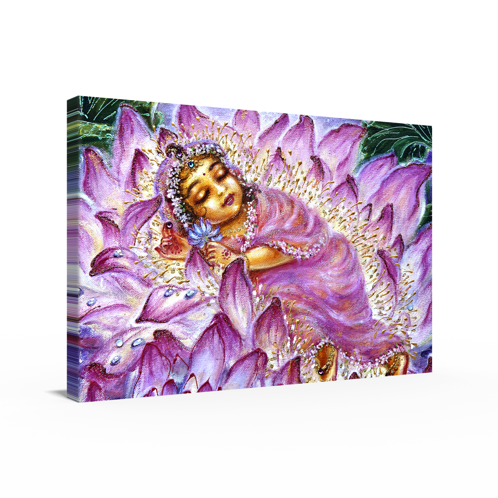 Sri Radharani on Lotus in Canvas 36 x 24 - Canvas