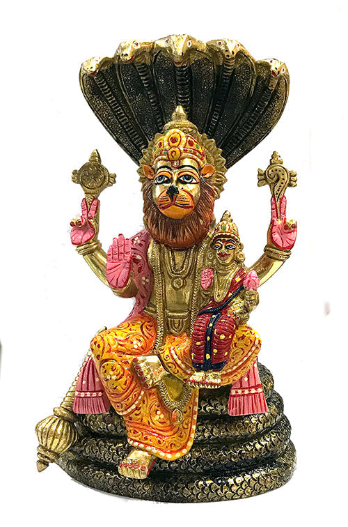 Beautiful Laksmi-Narasimhadeva Solid Brass Deity - Deities