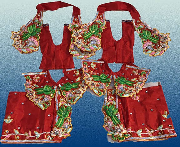 Elegant Red Custom Gour Nitai Outfit Set - Deity Dress