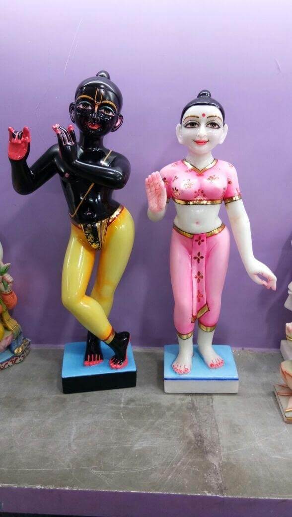 Radha and Krishna (Black) Marble Deities - Touchstone Media