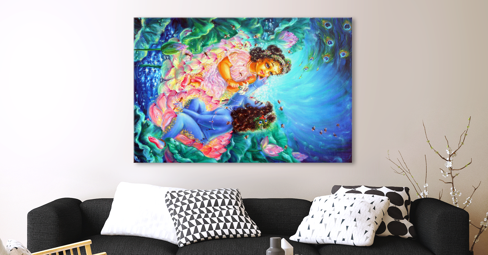 Radha Krishna First Meeting in Canvas 36 x 24 - in - Canvas