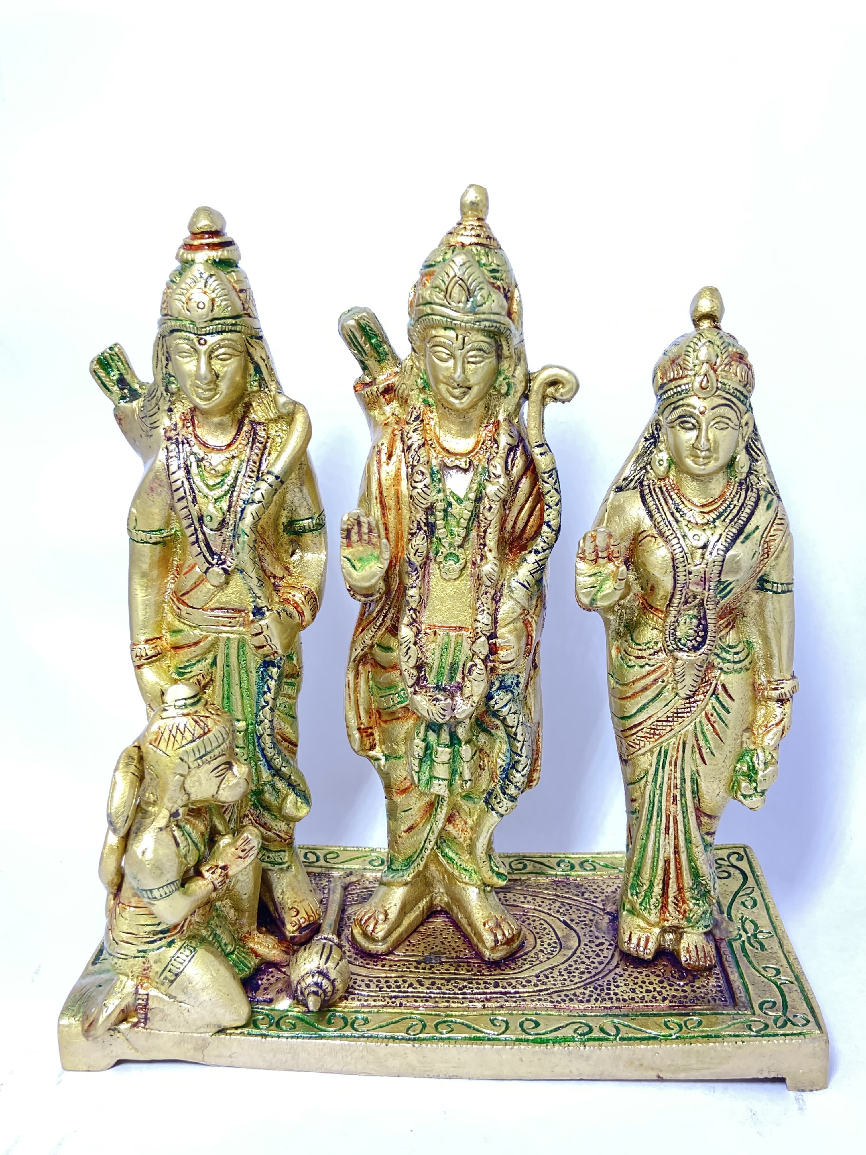 Sita Ram Lakshman Hanuman Solid Brass Darba - Deities